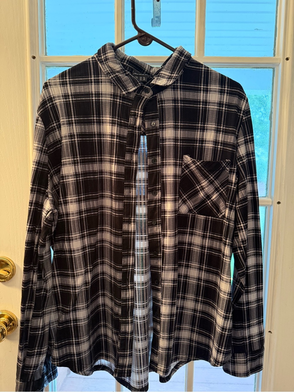 Streetwear Society Black and White Plaid Button-Down Shirt